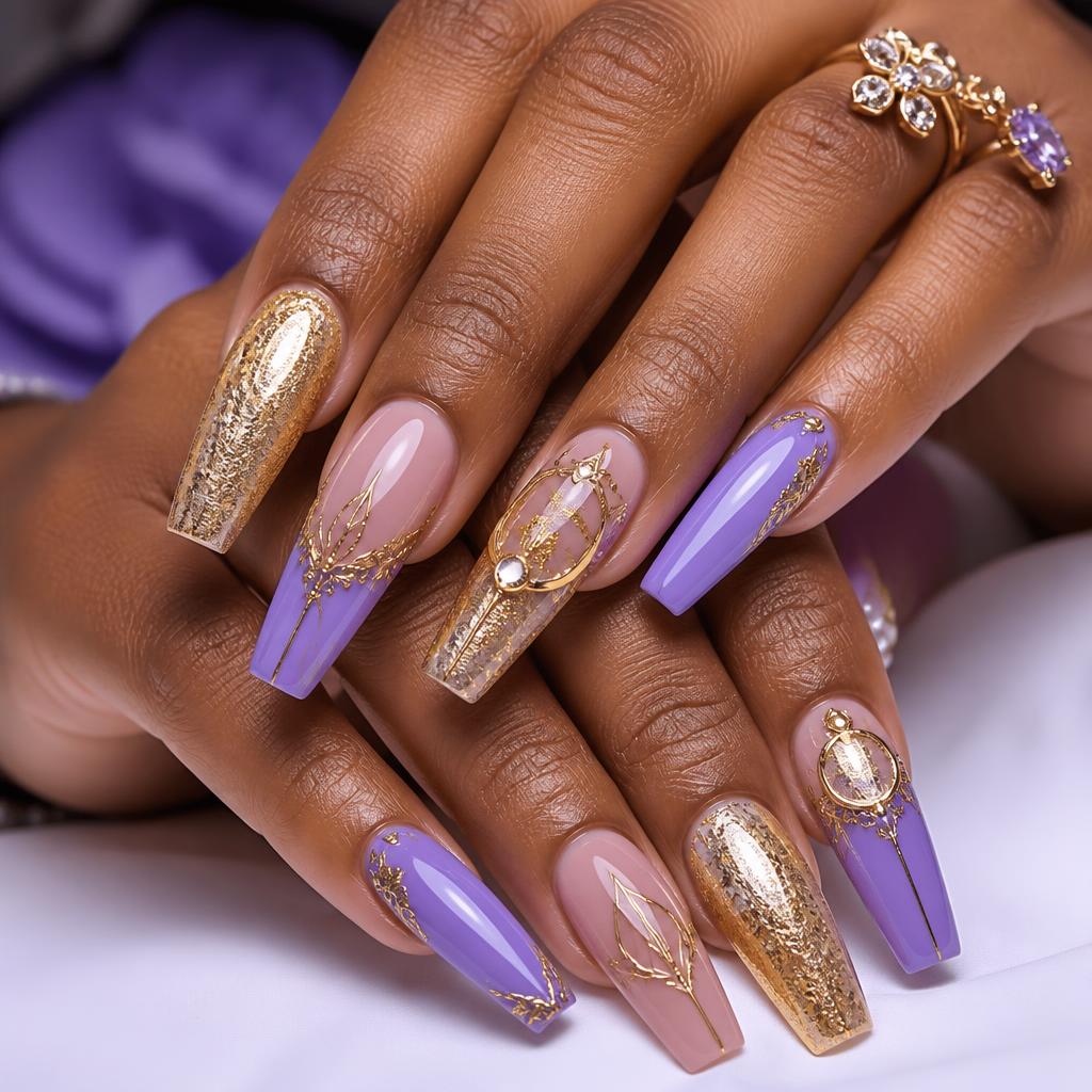 Gold accent nail design — Nails by Pretty Salon Providenciales