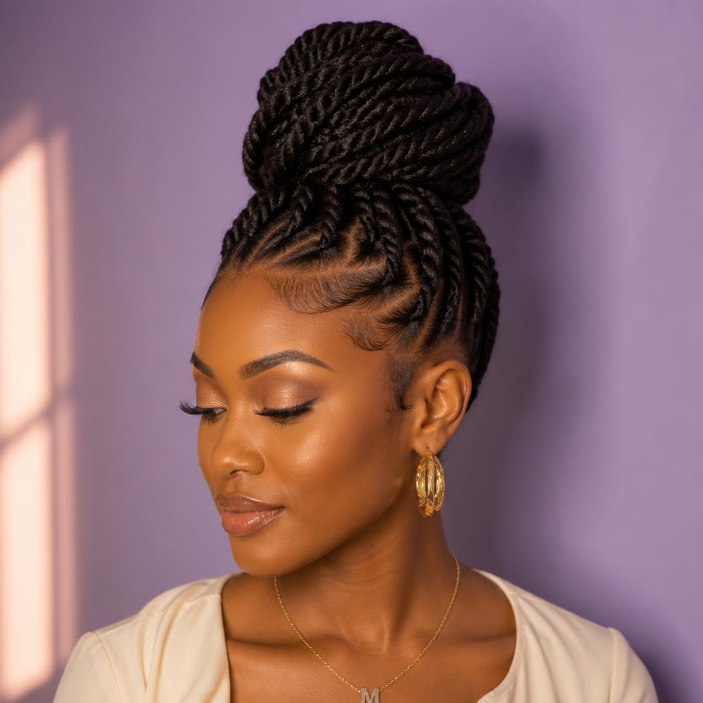 Twisted protective updo — Protective Styles by Pretty Salon Providenciales